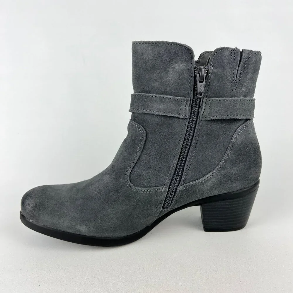Earth Origins Womens Tori Gray Suede Ankle Booties Water Repellent size 9.5